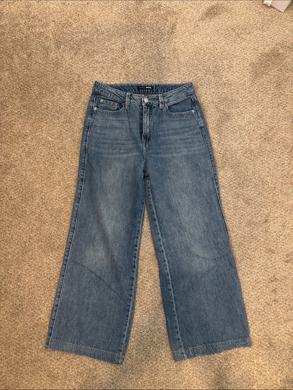 Fashion Nova Wide Leg Blue Denim Jeans